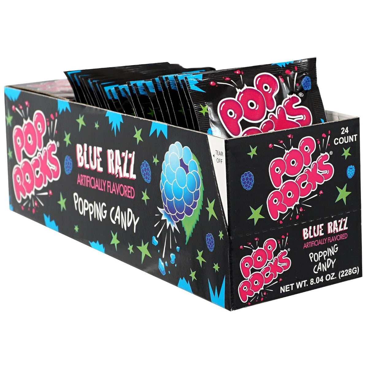 Pop Rocks Blue Razz Popping Candy Bulk Individually Wrapped 0.33 oz Fizzy Crackling Candy Blue Raspberry Flavor Novelty Candy for Birthday Party