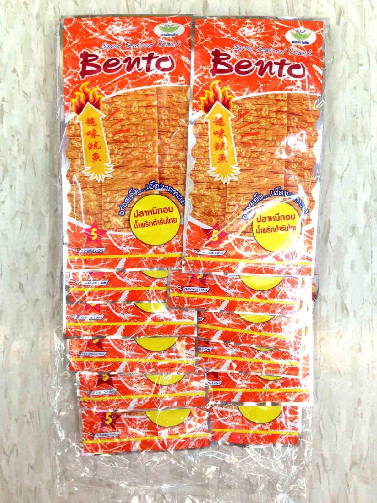 Bento Squid Seafood Snack Original Thai Chili Sauce (Wt. 6g X 12 Bags) Pack of 10
