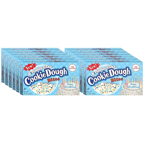 Cookie Dough Bites - Birthday Cake - Chocolate-Covered Edible Cookie Dough Bites - Egg-Free Edible Cookie Dough Candy - 12 Count (3.1 oz each)
