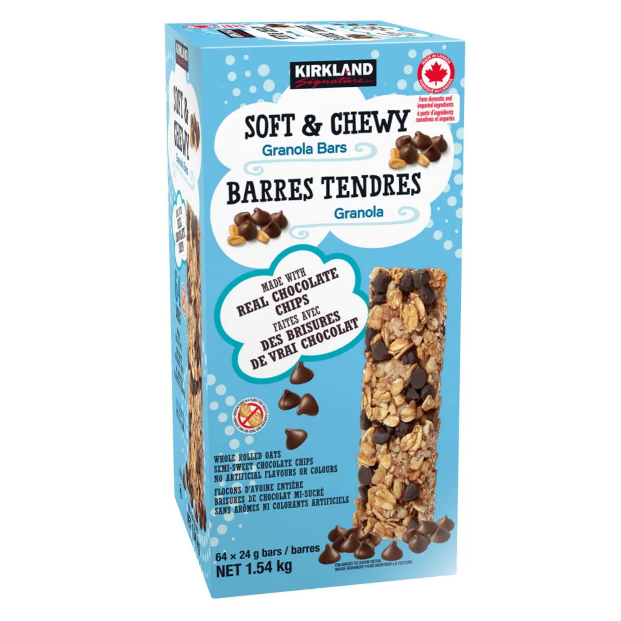 ZENVOIRA Gift Snack Box - includes Kirkland Soft & Chewy Chocolate Chip Granola Bars, 60x24g (1.54kg/54.4 oz) Snack Bars, Custom Pack, Packed by
