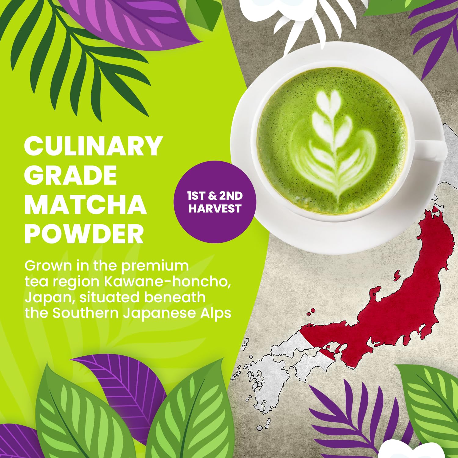 Cederberg Tea Company Organic Japanese Matcha - Single Estate First & Second Harvest from Japan | 4 oz., 113 gm, Premium Green Tea, Antioxidant-Rich