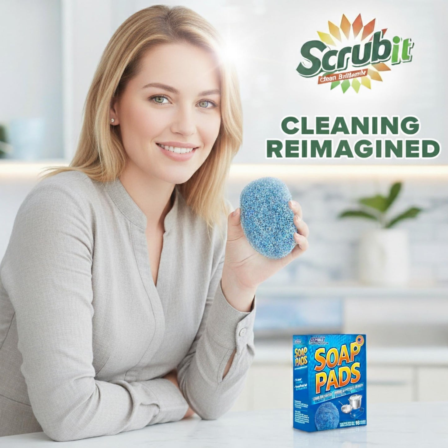 SCRUBIT 20 PK Steel Wool Soap Pads - [Updated Not-Kosher!] - Metal Scouring Cleaning Pads for Dishes, Pots and Ovens - Pre-Soaped scrubbing Pads