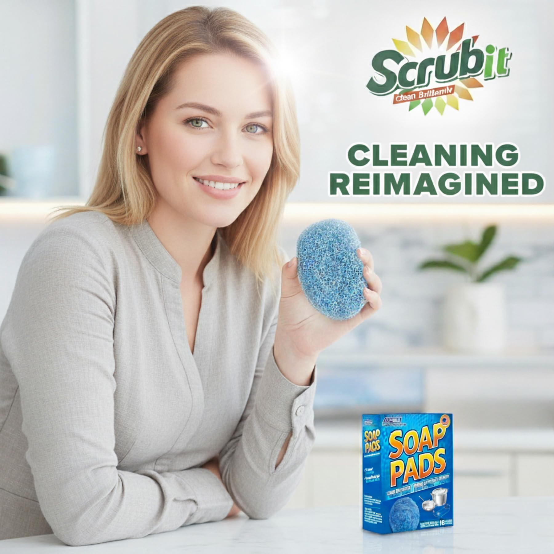 SCRUBIT 20 PK Steel Wool Soap Pads - [Updated Not-Kosher!] - Metal Scouring Cleaning Pads for Dishes, Pots and Ovens - Pre-Soaped scrubbing Pads