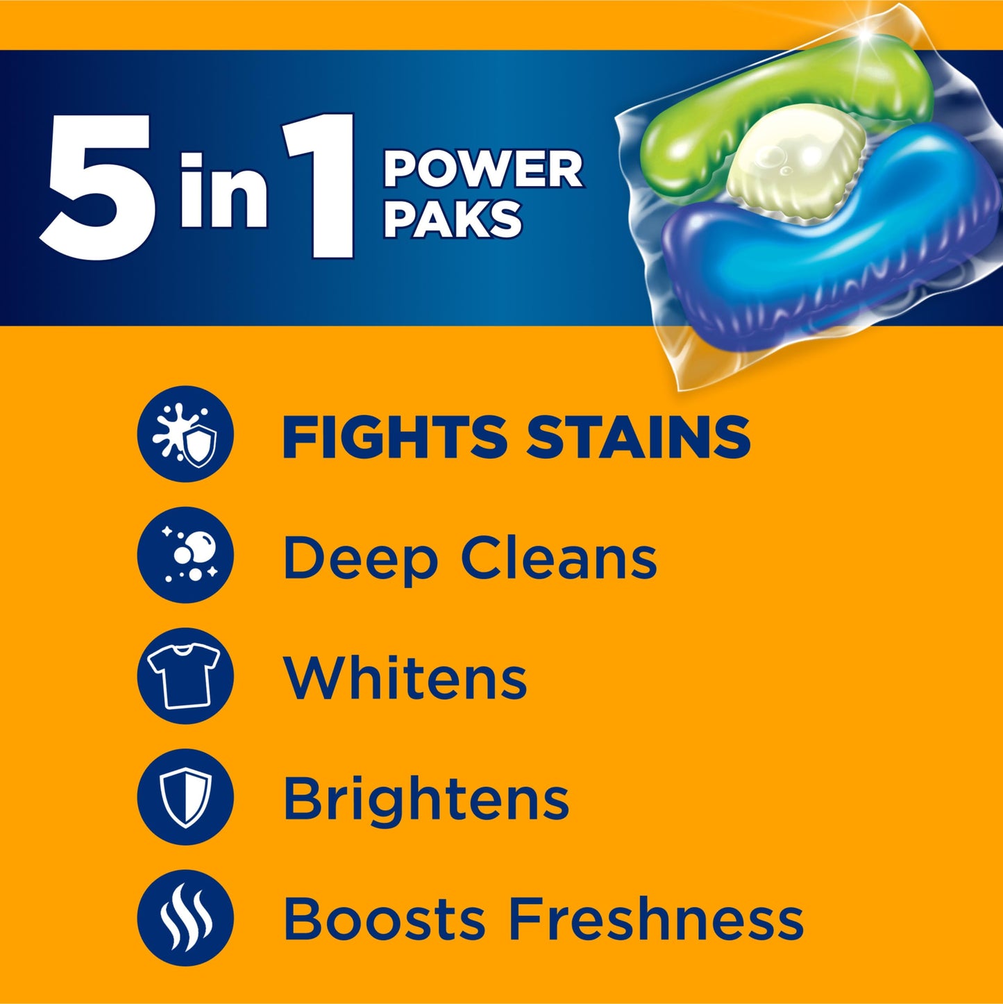 ARM & HAMMER Plus OxiClean Stain Fighters: 5-in-1 Laundry Detergent Power Paks, Fresh Scent, 72 Count