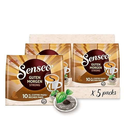 Senseo Good Morning Strong XL Coffee Pods, 50 Count (5 Packs of 10), Intense Dark Roast Breakfast Coffee Soft Pods for Pelecom Coffee Maker, Good