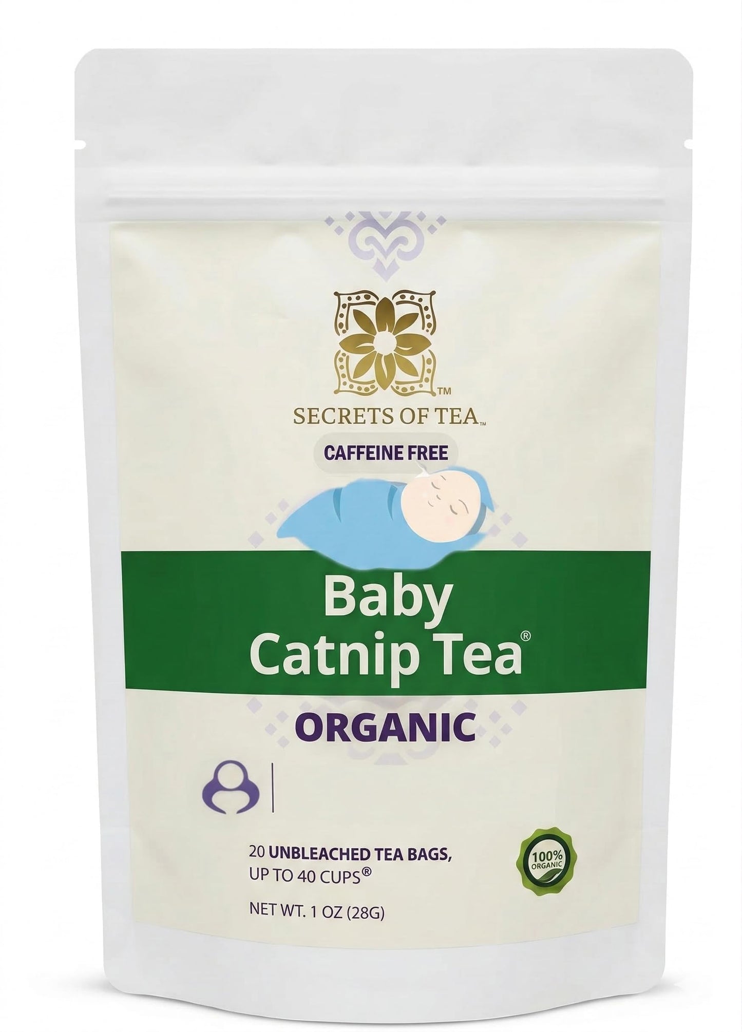 Secrets Of Tea Baby Catnip Sleepy Time Tea - Organic Relaxing Herbal Blend for Babies and Newborns, Gentle and Caffeine-Free - 20 Tea Bags (1 Pack)