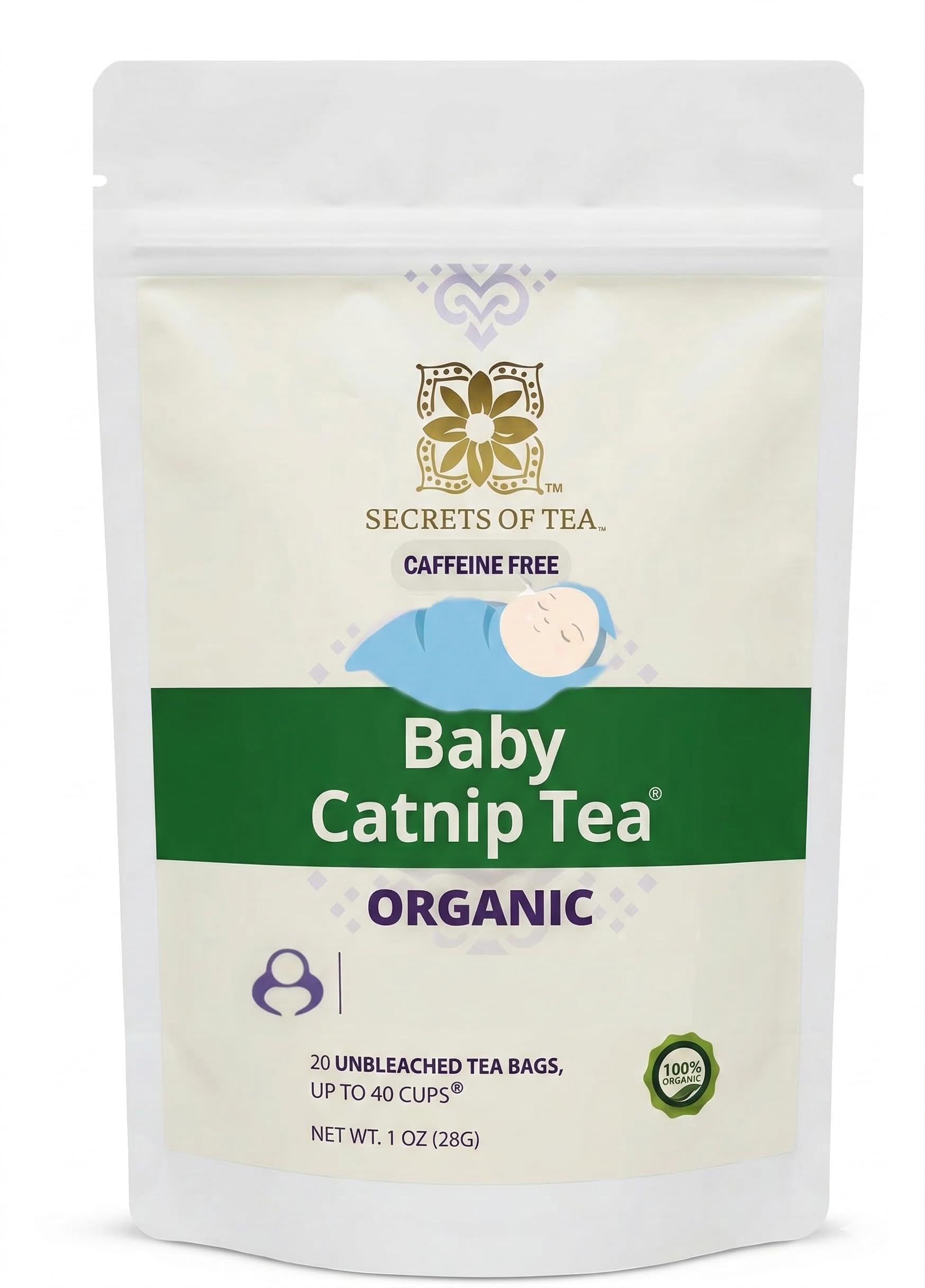 Secrets Of Tea Baby Catnip Sleepy Time Tea - Organic Relaxing Herbal Blend for Babies and Newborns, Gentle and Caffeine-Free - 20 Tea Bags (1 Pack)