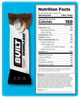 BUILT Protein Granola Bars, Coconut Granola, 12 bars, Protein Snacks, 15g of Protein, Collagen, Chocolate Protein Bar with only 150 calories & 4g