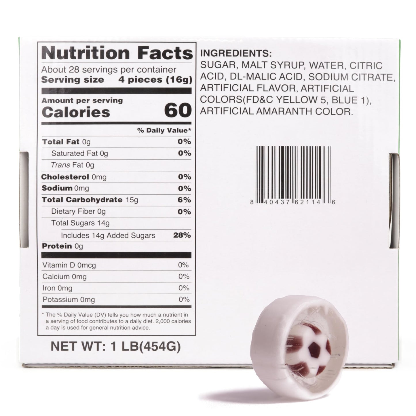 Soccer Ball Candy, Individually Wrapped Sports Treats, Bulk Team Party Favor Snacks, 1 Pound Box, 110 Pieces