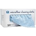 S&T INC. 50 Pack Microfiber Cleaning Cloth with Box, Bulk Towels for Home, Reusable Microfiber Towels for Cars, Cleaning Rags, Blue Color will Vary