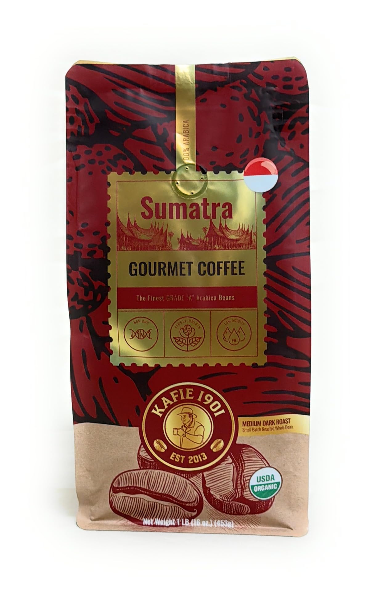 Kafie 1901 Sumatra Coffee - 1 lb Whole Bean - Single Origin, Specialty Grade, Small-Batch Roasted in Miami