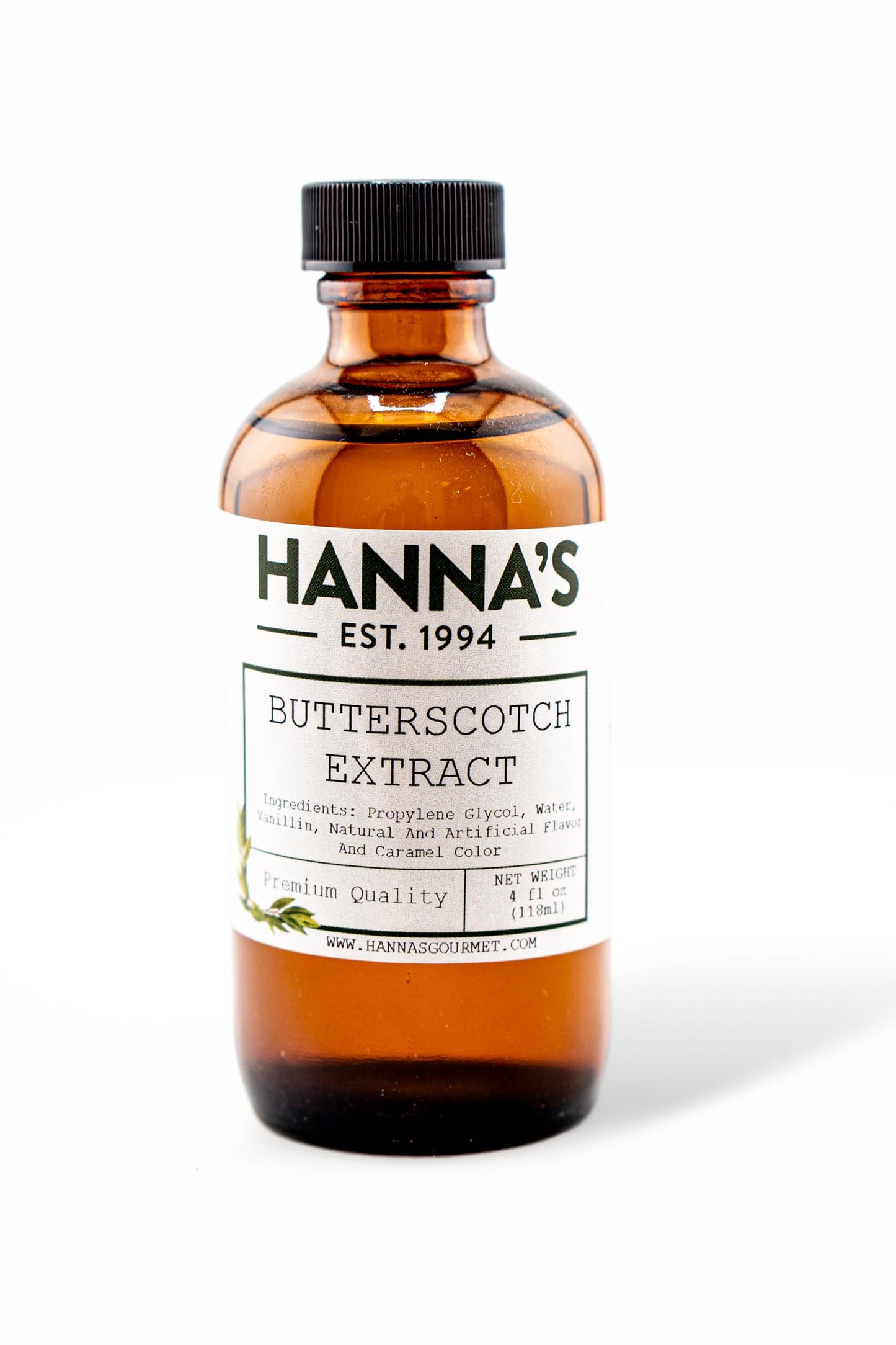 Hanna's Butterscotch Extract, Premium Quality, 4 fl oz Jar