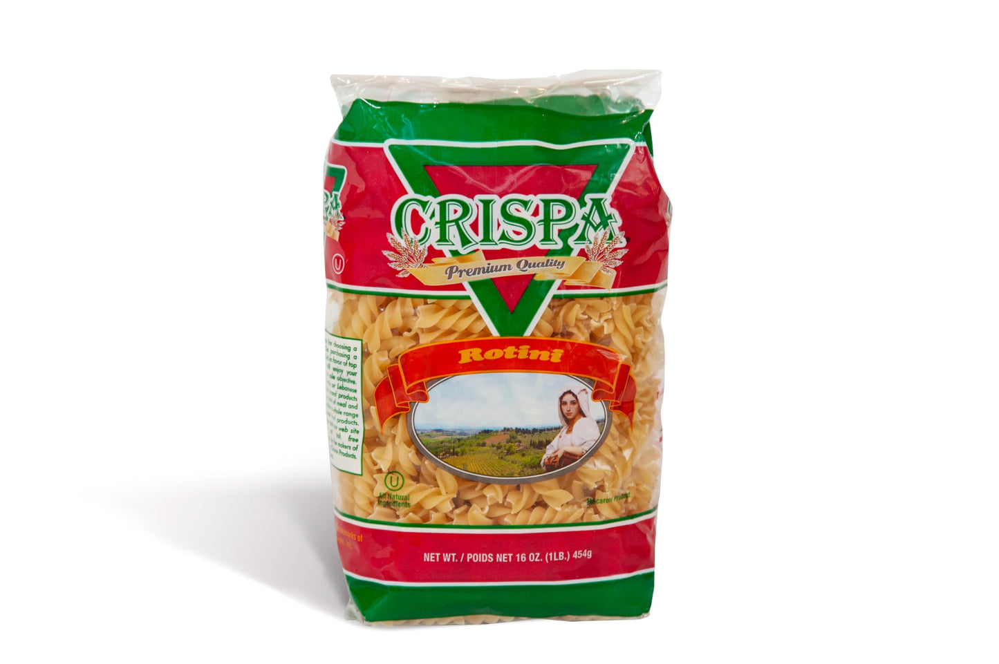 CRISPA Rotini Pasta | Spiral Corkscrew Pasta | Premium Durum Wheat Semolina | All Natural, 16 oz (1 lb) Pack | Perfect Spiral Pasta for Salads