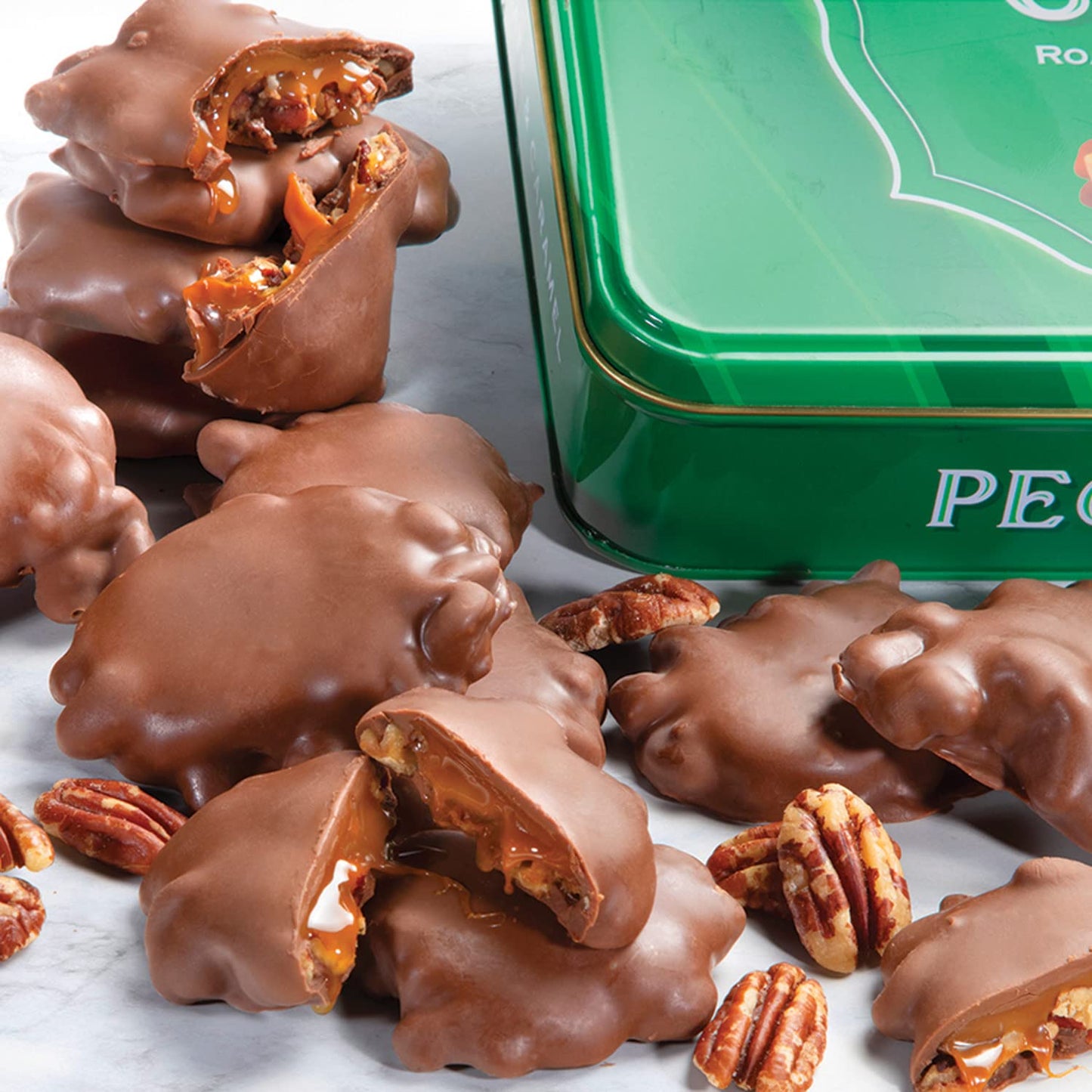 A Gift Inside Milk Chocolate Caramel Pecan Clusters Gift Tin