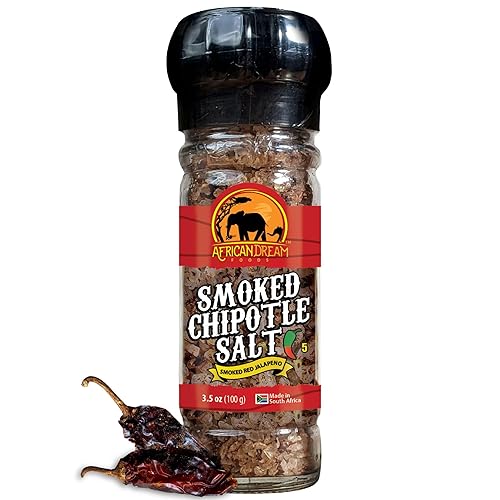 Smoked Chipotle Spicy Salt Seasoning by African Dream Foods | Spicy Chili Salt with Natural African Jalapeno Peppers, Sea Salt | Ideal for Meat
