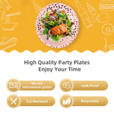 CENLBJ Pink & Rose Gold Dots Party Paper Plates, 50 PCS Disposable Party Supplies Dessert Paper Plates for Birthday Wedding Bridal Shower Supplies (7