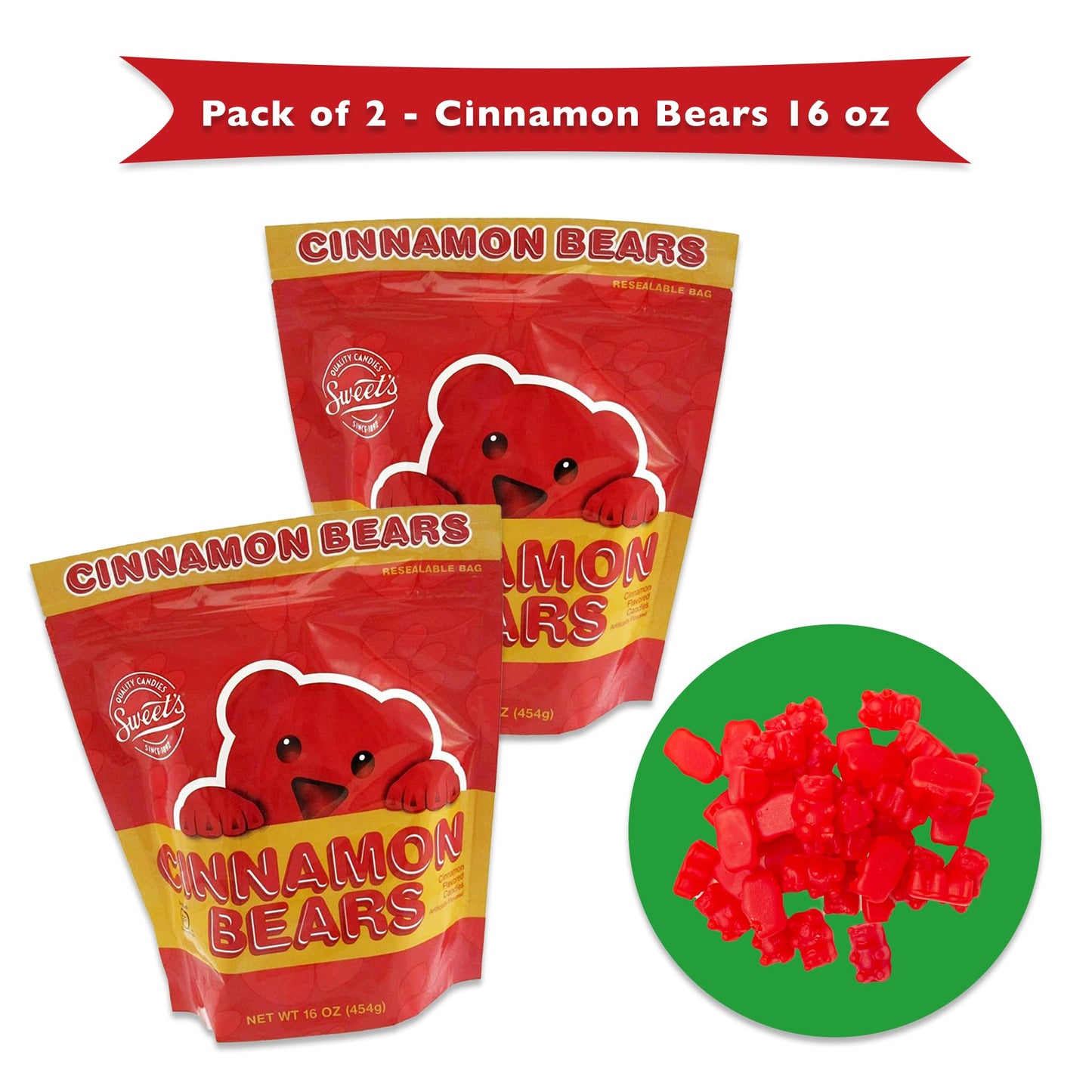 Snackivore Sweets Cinnamon Bears Candy 2 Pack of 16oz Bags of Cinnamon Bears Gummy, Cinnamon Gummy Bears Candy, Hot Gummy Bear, Cinnamon Candies