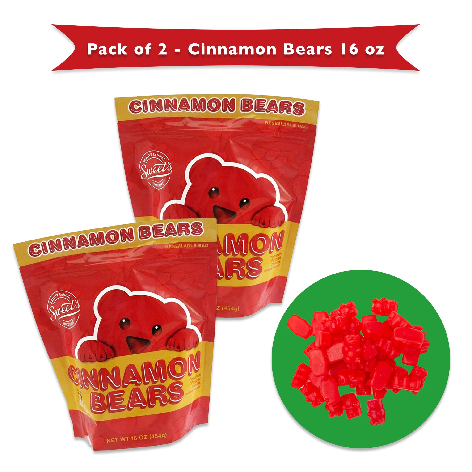 Snackivore Sweets Cinnamon Bears Candy 2 Pack of 16oz Bags of Cinnamon Bears Gummy, Cinnamon Gummy Bears Candy, Hot Gummy Bear, Cinnamon Candies
