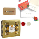 LoveNspire Personalized Name Bead Rakhi for Brother - Custom Bracelet Jewelry Gift with Greeting Card, Roli Chawal & Chocolates, Raksha Bandhan Gift