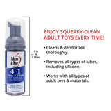 Adam & Eve Sex Toy Cleaner, 4 In 1 Pure And Clean Foaming Adult Toy Cleaner, Fast Acting Misting Spray For Adult Toys, Vibrators, Dildos, Tea Tree Oil