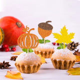 48Pcs Thanksgiving Cupcake Toppers Fall Cupcake Toppers Thanksgiving Cake Decorations Leaf Cupcake Topper Fall Cupcake Decorations