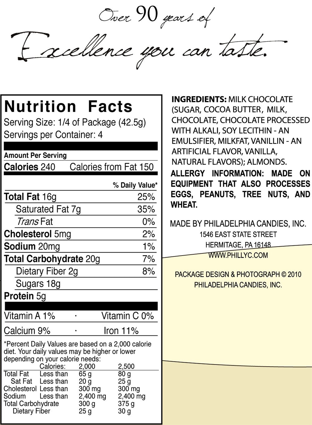 Philadelphia Candies Milk Chocolate Almond Bark, 6 oz. Gift Bag