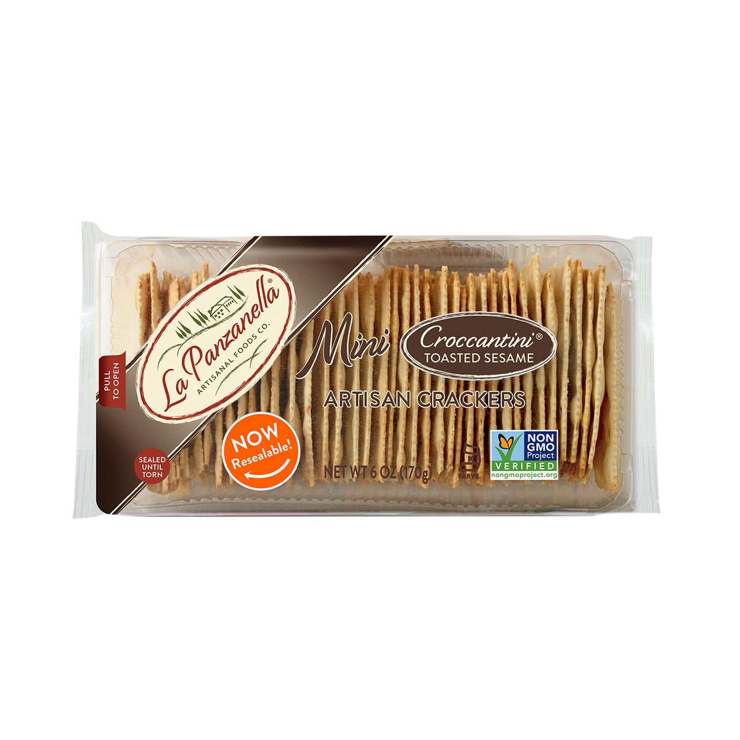 La Panzanella, Toasted Sesame Mini Croccantini Cracker, 6 Ounce