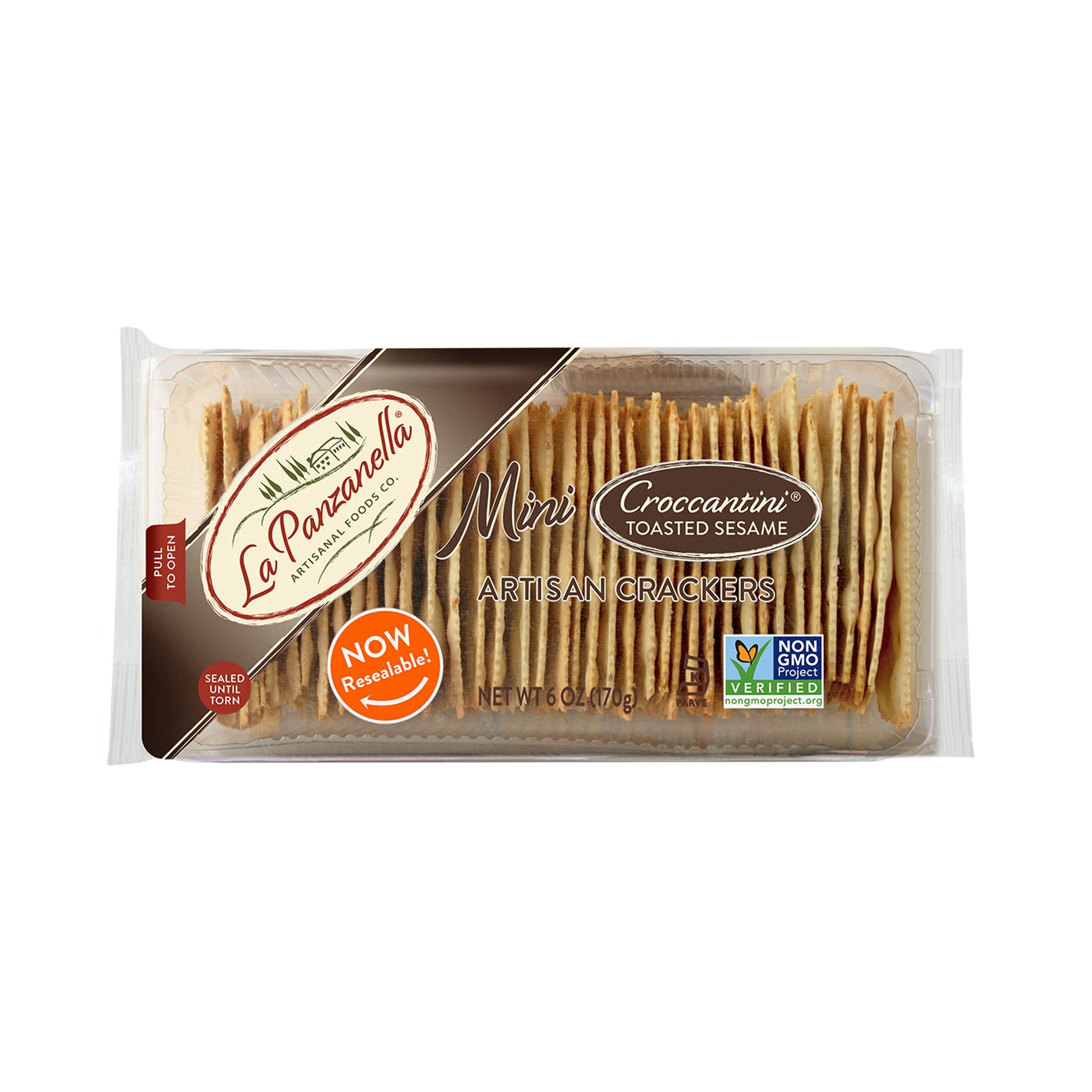La Panzanella, Toasted Sesame Mini Croccantini Cracker, 6 Ounce