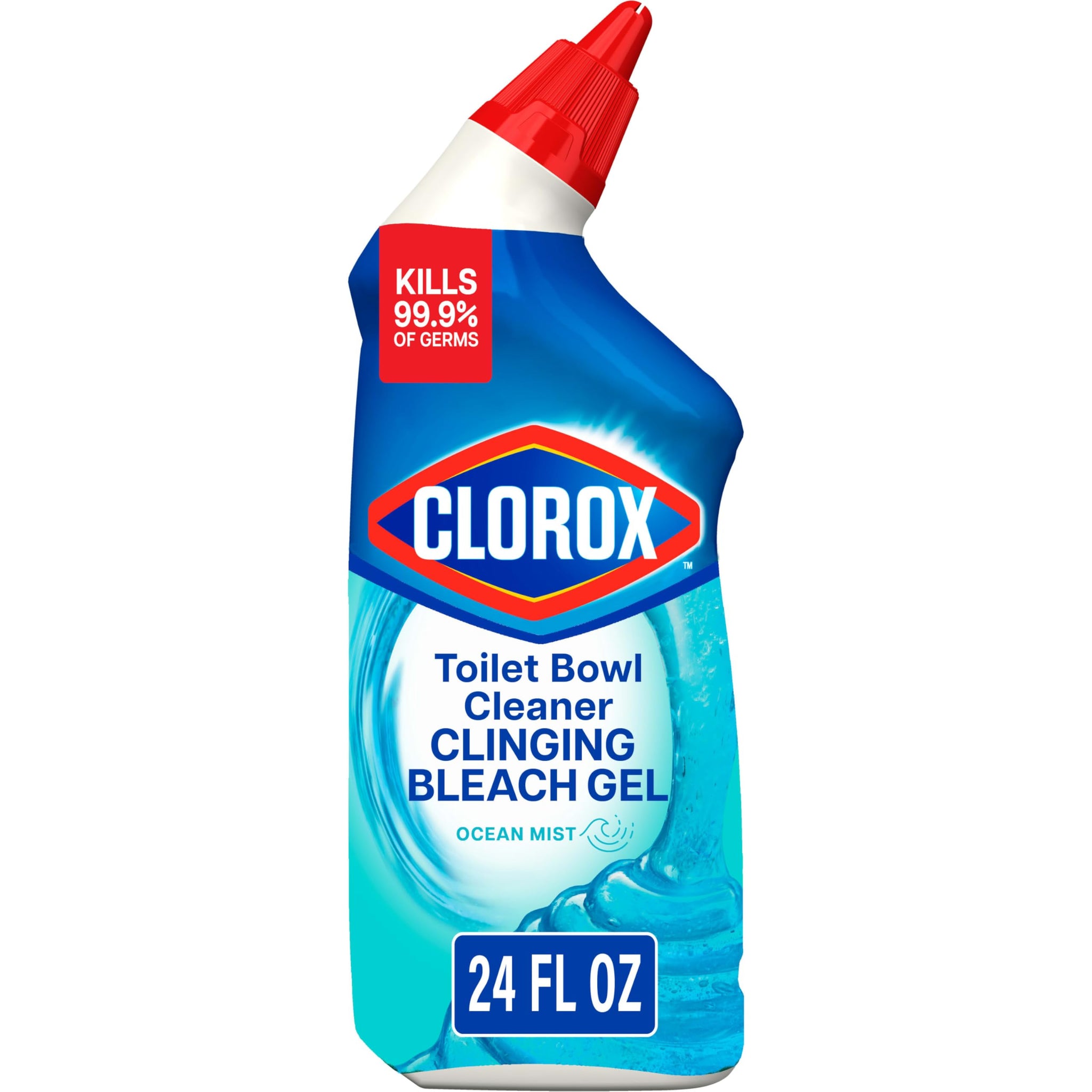 Clorox Toilet Bowl Cleaner Clinging Bleach Gel, Ocean Mist, 24 Fluid Ounces (Package May Vary)