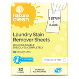 Nature Clean Natural Stain Remover for Clothes Laundry Strips Unscented 32 Count, Non-Toxic Advanced Stain Remover Treater Laundry Sheets