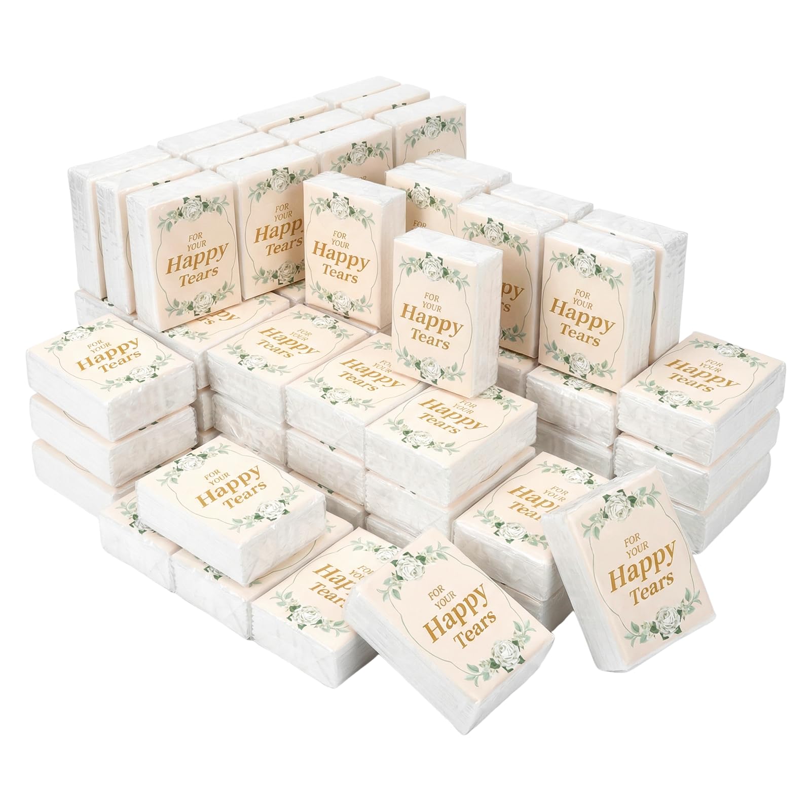 100 Packs Happy Tears Tissues for Wedding,3 Ply Wedding Tissues for Wedding Favors,Bulk Individual Tissues Packs for Wedding Welcome Bag
