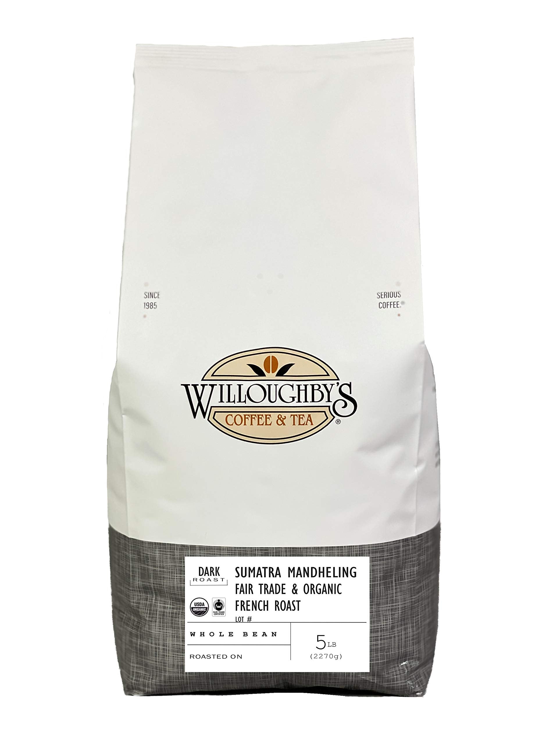 Sumatra Mandheling French Roast Fair Trade & Organic 5 Pound Whole Bean