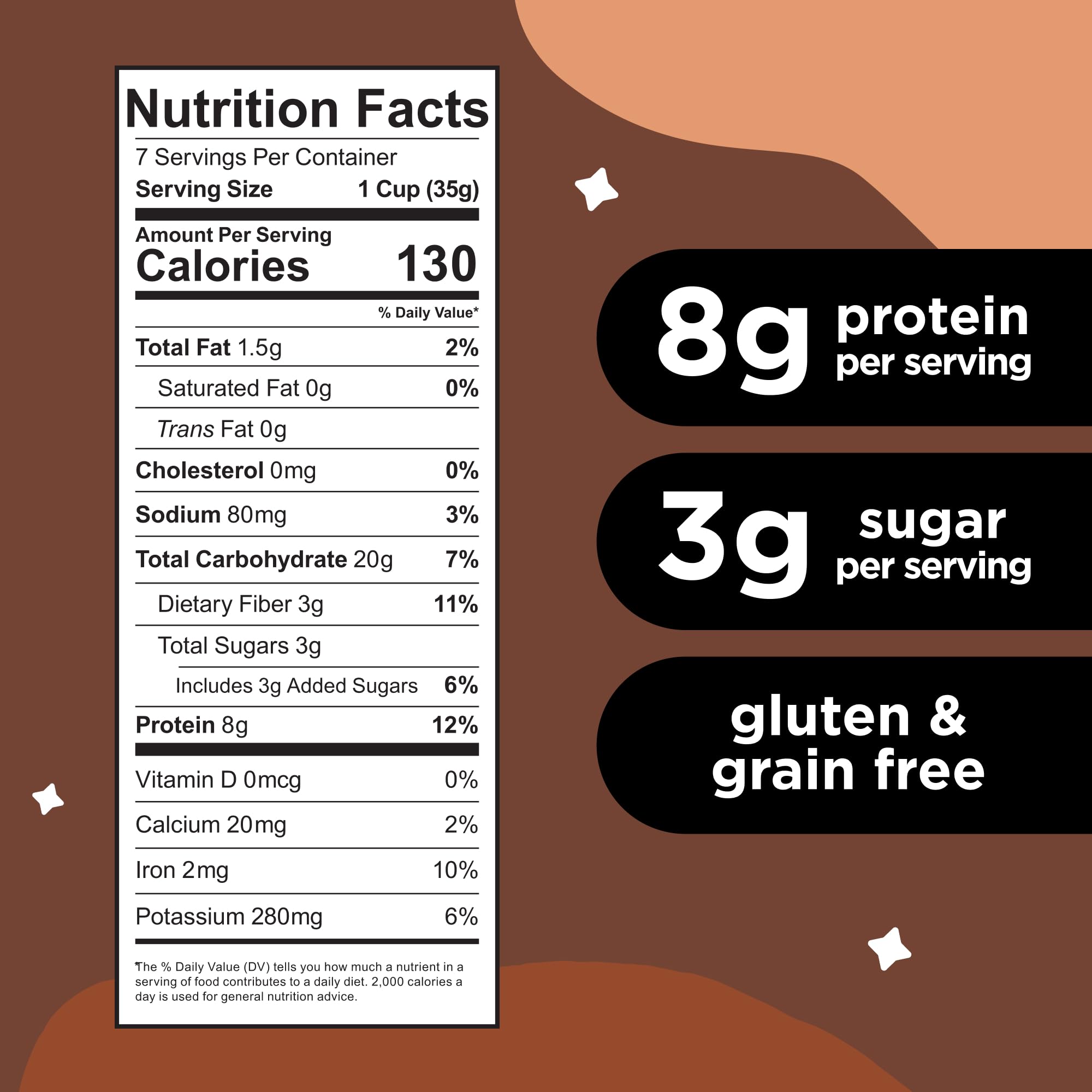 Three Wishes Grain-Free Protein Breakfast Cereal, 8g Protein and 3g Fiber - Healthy, Low-Sugar Breakfast Cereal, Gluten Free, Vegan-Friendly, Made