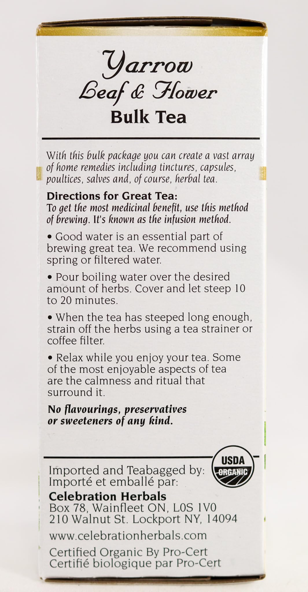Celebration Herbals Tea Herbal Loosepack Organic Yarrow Leaf Flower - 40 g
