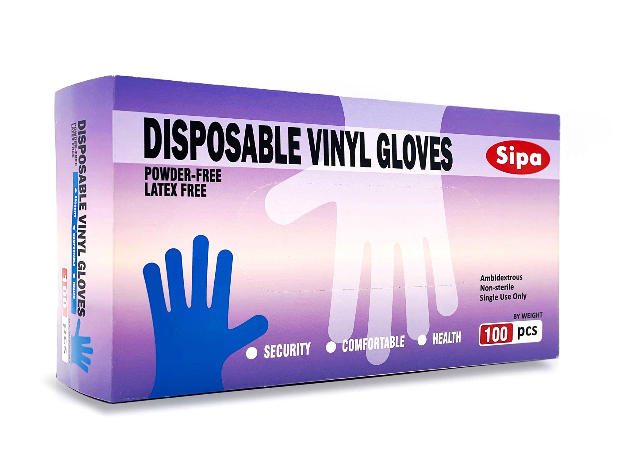 SIPA 100 PCS Disposable Vinyl Clear Gloves, Food Service Gloves, Ambidextrous Gloves, Powder-Free, Latex-Free, Dispenser Box (Extra Large)