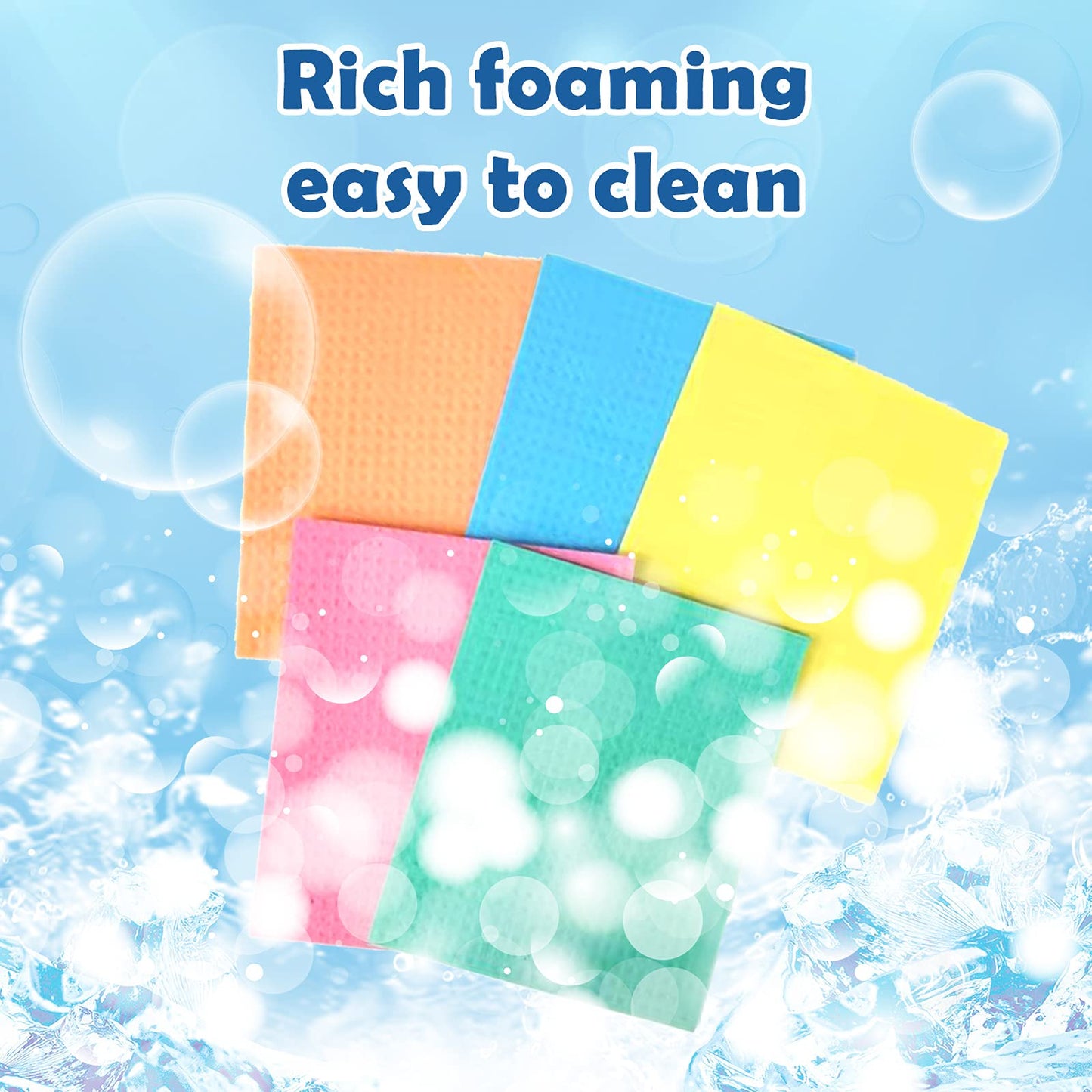 JYKJ Swedish Dishcloths Cellulose Cleaning Cloths - Pack of 10 - Environmentally Friendly, Natural Cellulose Sponge Cloth - Multi-Purpose Reusable