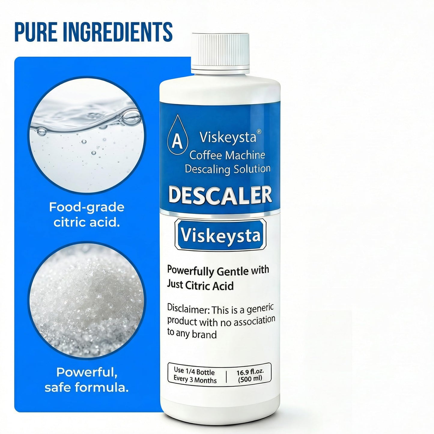 Viskeysta Descaling Solution Compatible with Cuisinart Coffee Machines, 500ml Bottle for 4 Uses