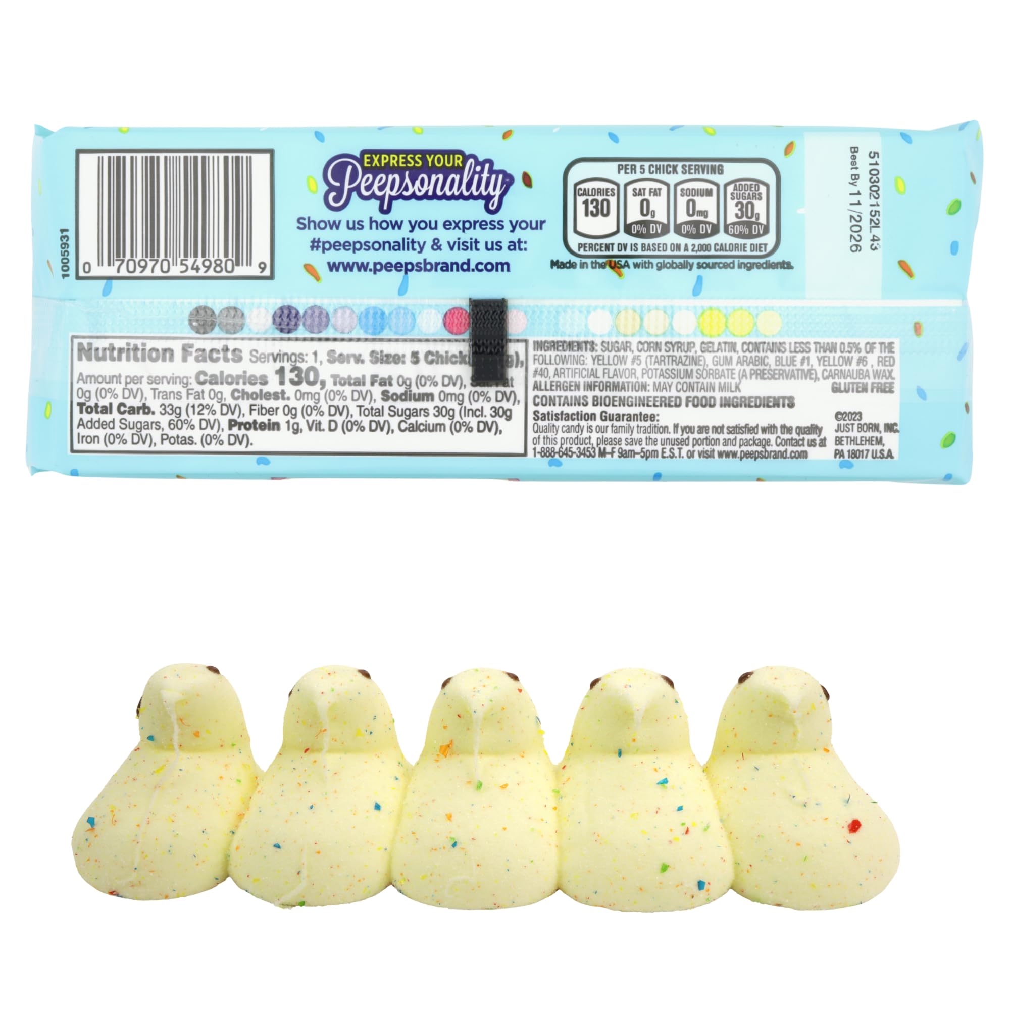 Birthday Party Cake Peeps, Marshmallow Chicks, Easter Basket Stuffers, 5 Count Chicks, Pack of 3