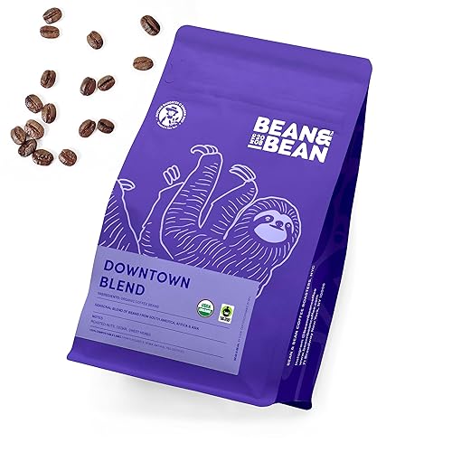 Bean & Bean Downtown Medium Roast - Organic Ground Blend Coffee - Creamy, Clean and Smooth Fair Trade Coffee - Ideal Espresso Ground Coffee Medium