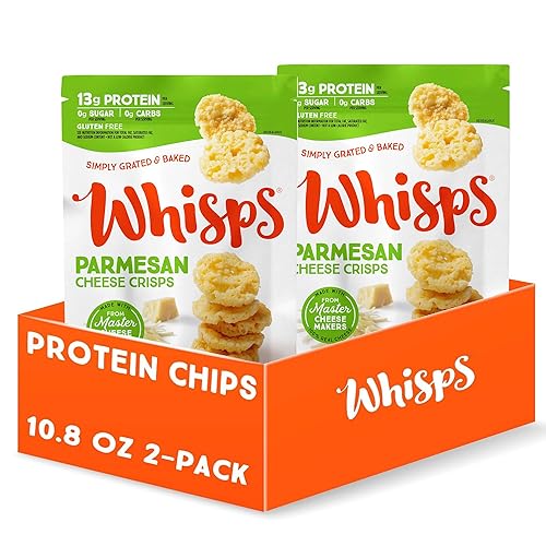 Whisps Cheese Crisps Parmesan Cheese | Protein Chips | Healthy Snacks | Protein Snacks, Gluten Free, High Protein, Low Carb Keto Food (10.8 Oz, 2