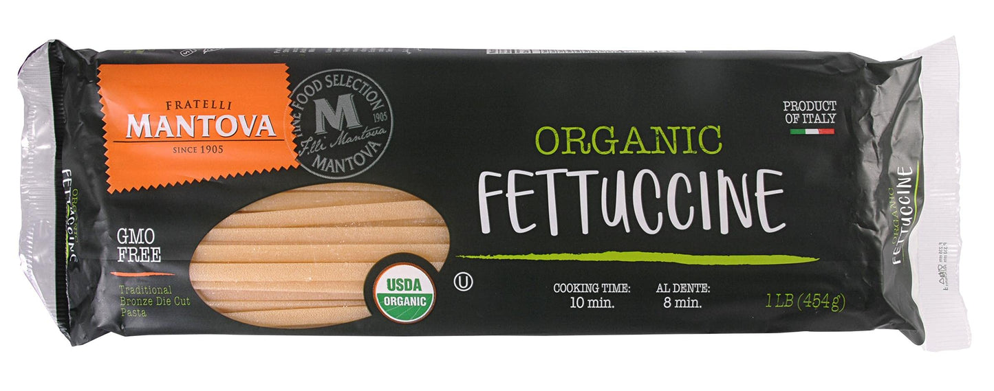 Mantova Italian Organic Fettucini Pasta - 100% Durum Semolina Organic Fettucine - 16 Oz (Pack Of 6) - Product Of Italy