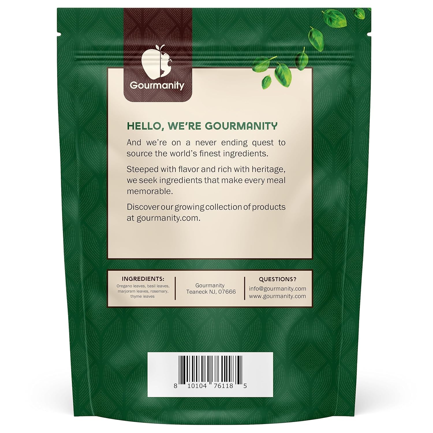 Gourmanity Italian Seasoning, the Perfect Blend of Oregano, Basil, Marjoram, Rosemary and Thyme herbs, Salt-free, Use on Spaghetti, Pizza, Salad
