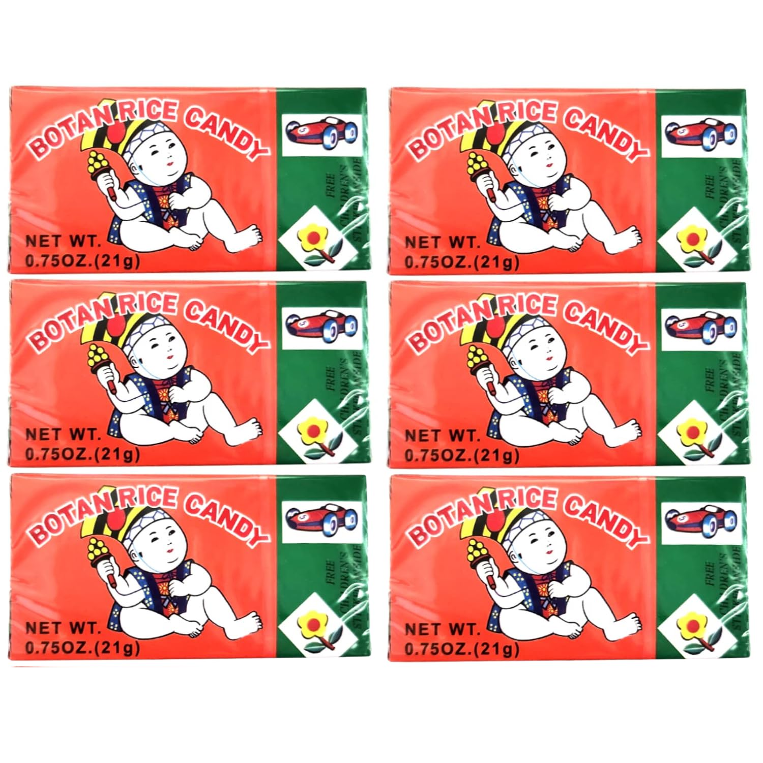 Gosu Toys Botan Rice Candy (6 Pack) with 2 Gosutoys Stickers