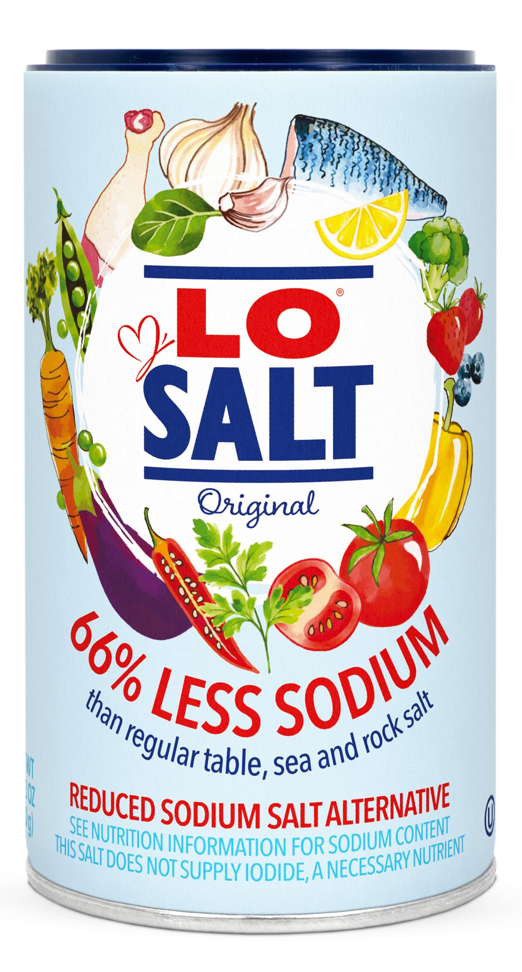 LOSALT - Reduced Sodium Salt | Original (non-iodised) | Great Tasting Salt Alternative/Substitute with 66% less sodium | 12.3oz/350g tub (pack of 1)