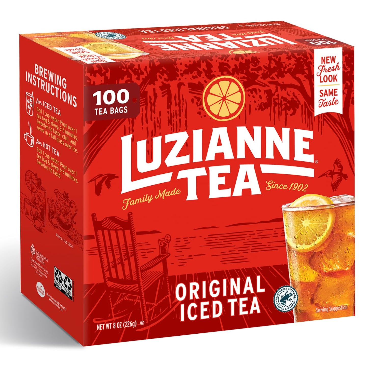 Luzianne Iced Tea Bags, Unsweetened, 400 Tea Bags (4 Boxes of 100 Count Pack), Specially Blended for Iced Tea, Clear & Refreshing Home Brewed Summer