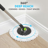 Simpli-Magic 360° Spin Mop and Bucket with Wringer - 3 High-Absorbent Microfiber Washable Heads, Soap Dispenser - Spinning Mop and Bucket Set for All
