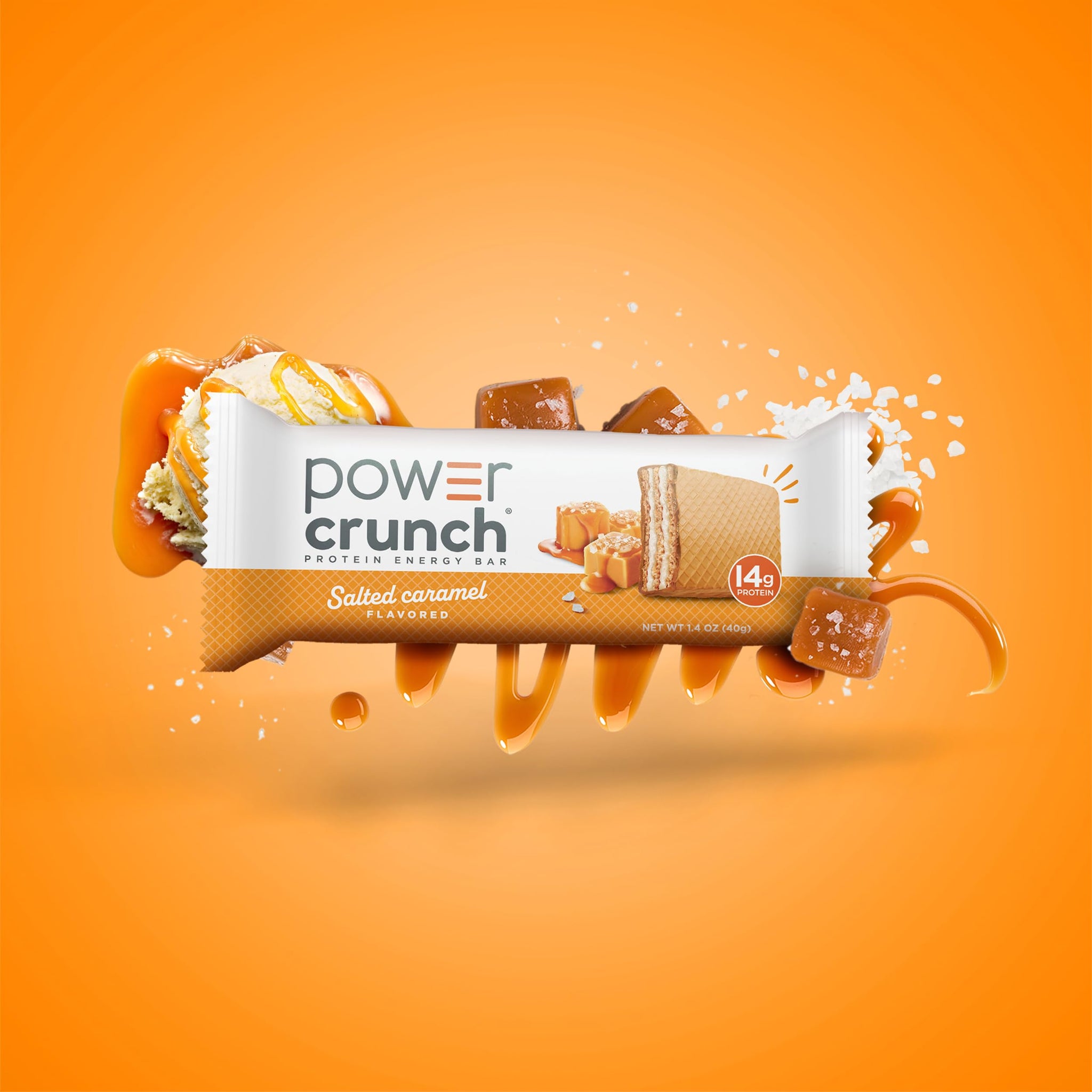 Power Crunch Protein Energy Wafer Bars, Salted Caramel, 1.4 Ounce (12 Count)