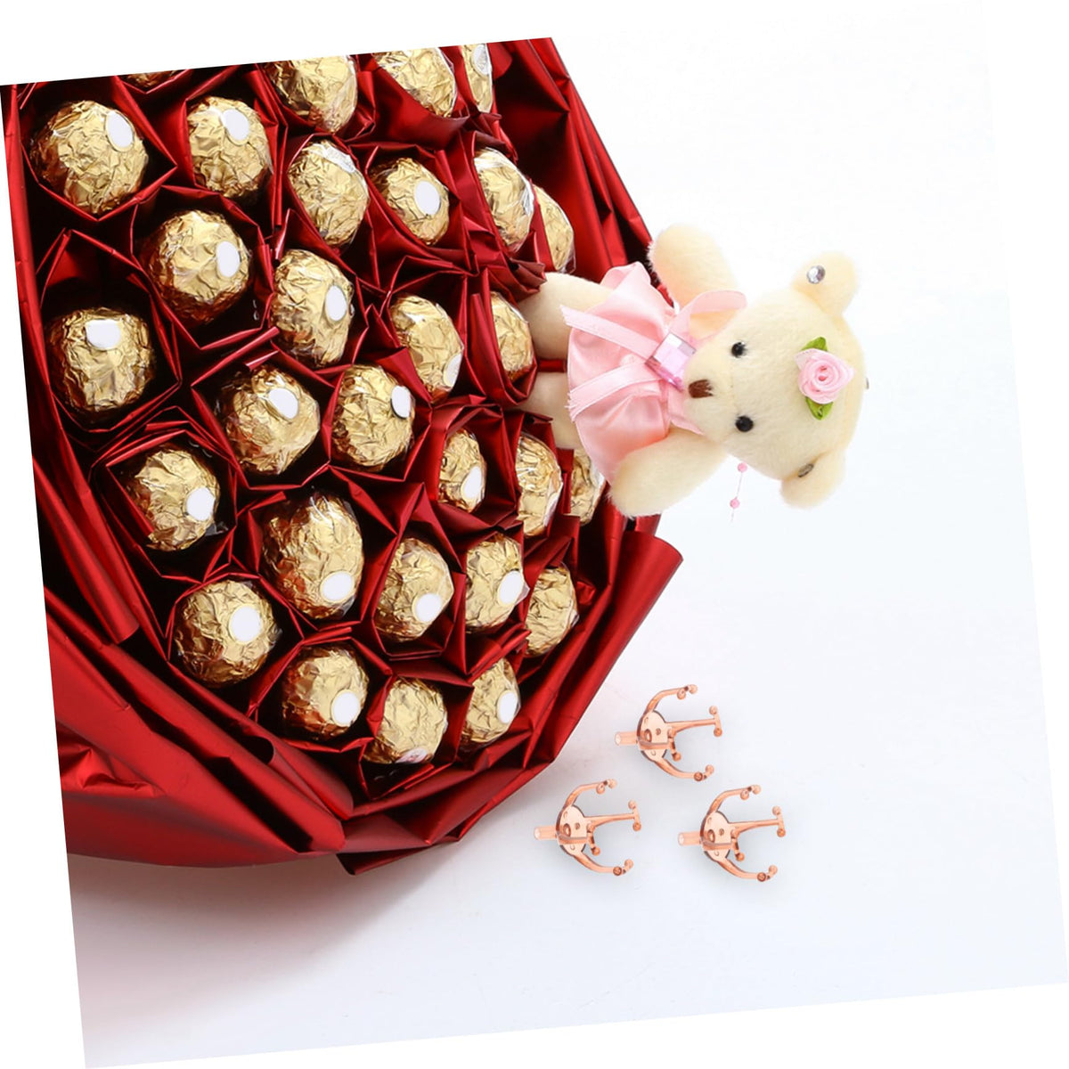 Ciieeo 50pcs Chocolate Bouquet Holders for Flower Arrangements Transparent Truffle Liners for Valentine Day Candy Packaging and Decoration