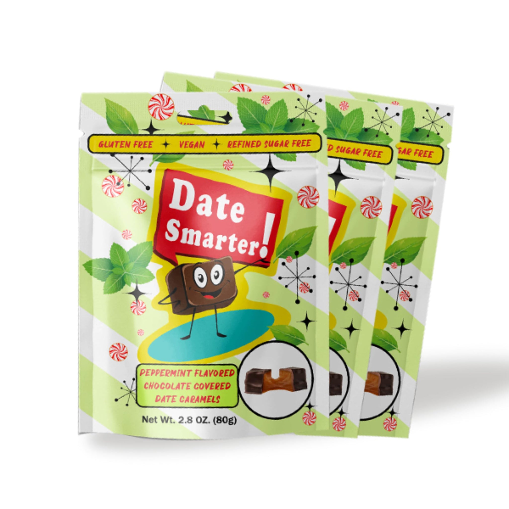 Date Smarter Chocolate Covered Date Caramels - Naturally Sweetened with Real Dates - Vegan, Gluten-Free, Dairy-Free, Refined Sugar-Free, Plant-Based