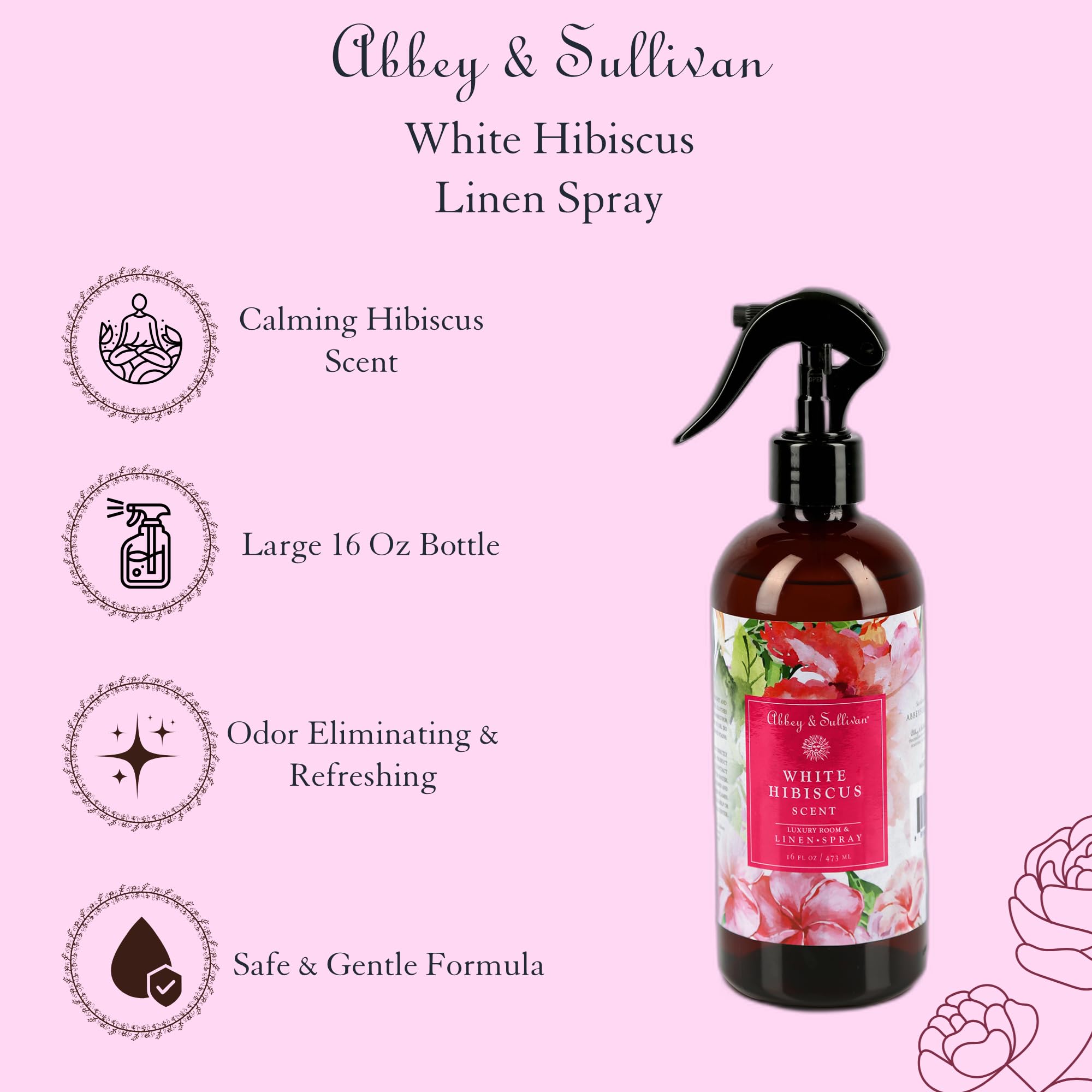 Abbey & Sullivan Linen Spray, White Hibiscus, 16 oz
